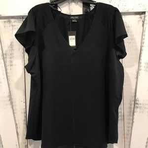 NWT Plus Size Flutter Sleeve Blouse